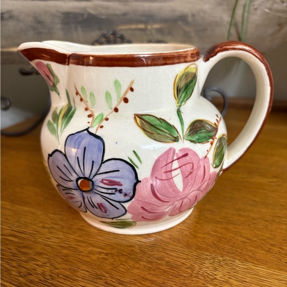 Vintage Floral Southern Blue Ridge Pottery Pitcher